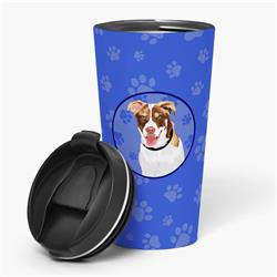 Picture of Carolines Treasures WDK1007TBL215 7.25 x 3.5 in. Unisex Australian Shepherd Red & White No.2 Stainless Steel 16 oz Tumbler&#44; Blue