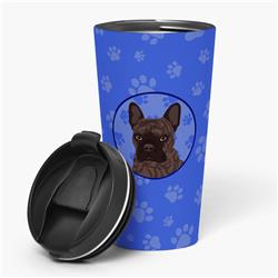 Picture of Carolines Treasures WDK1088TBL215 7.25 x 3.5 in. Unisex French Bulldog Brindle No.1 Stainless Steel 16 oz Tumbler, Blue