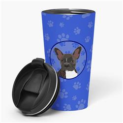 Picture of Carolines Treasures WDK1089TBL215 7.25 x 3.5 in. Unisex French Bulldog Brindle No.2 Stainless Steel 16 oz Tumbler, Blue