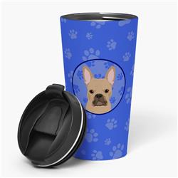 Picture of Carolines Treasures WDK1091TBL215 7.25 x 3.5 in. Unisex French Bulldog Cream Stainless Steel 16 oz Tumbler, Blue
