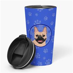 Picture of Carolines Treasures WDK1093TBL215 7.25 x 3.5 in. Unisex French Bulldog Fawn No.2 Stainless Steel 16 oz Tumbler, Blue