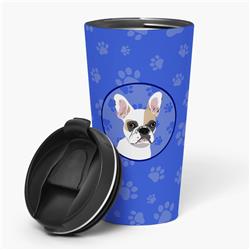 Picture of Carolines Treasures WDK1095TBL215 7.25 x 3.5 in. Unisex French Bulldog White No.1 Stainless Steel 16 oz Tumbler, Blue
