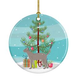 2.8 x 2.8 in. Unisex Blue Abyssinian Cat Merry Christmas Ceramic Ornament