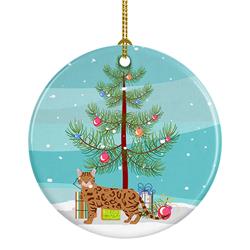 2.8 x 2.8 in. Unisex Bengal No.2 Cat Merry Christmas Ceramic Ornament