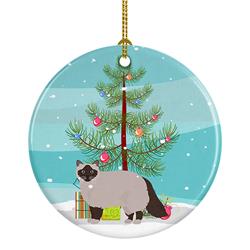 2.8 x 2.8 in. Unisex Birman Cat Merry Christmas Ceramic Ornament