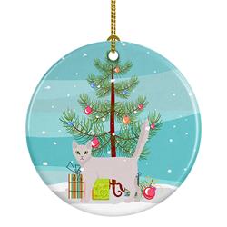 2.8 x 2.8 in. Unisex Burmilla Cat Merry Christmas Ceramic Ornament