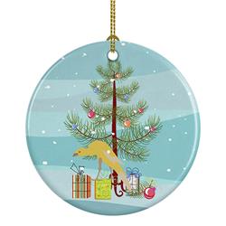 2.8 x 2.8 in. Unisex Belgian Hunchback Canary Merry Christmas Ceramic Ornament