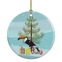 2.8 x 2.8 in. Unisex Toucan Merry Christmas Ceramic Ornament