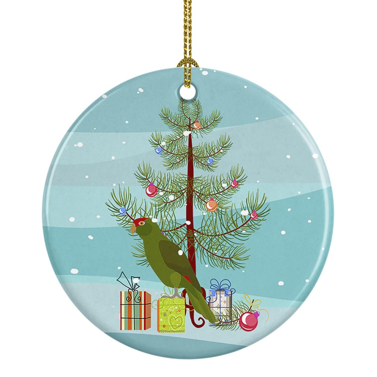 CK4496CO1 2.8 x 2.8 in. Unisex Amazon Parrot Merry Christmas Ceramic Ornament