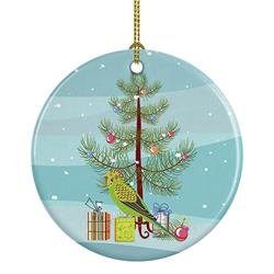 2.8 x 2.8 in. Unisex Budgerigar Merry Christmas Ceramic Ornament