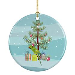 2.8 x 2.8 in. Unisex Ring-Necked Parakeet Merry Christmas Ceramic Ornament