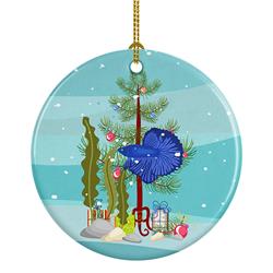 2.8 x 2.8 in. Unisex Delta Tail Betta Fish Merry Christmas Ceramic Ornament