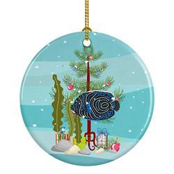 2.8 x 2.8 in. Unisex Emperor Angelfish Merry Christmas Ceramic Ornament