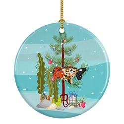 2.8 x 2.8 in. Unisex Ranchu Goldfish Merry Christmas Ceramic Ornament