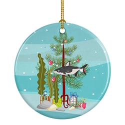 2.8 x 2.8 in. Unisex Iridescent Shark Merry Christmas Ceramic Ornament