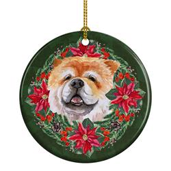 2.8 x 2.8 in. Unisex Cane Corso Poinsetta Wreath Ceramic Ornament