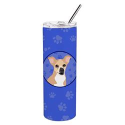 Picture of Carolines Treasures WDK1030TBL20 8.25 x 3 in. Unisex Chihuahua Gold & White Stainless Steel 20 oz Skinny Tumbler&#44; Blue