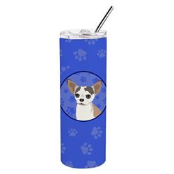 Picture of Carolines Treasures WDK1031TBL20 8.25 x 3 in. Unisex Chihuahua Merle Stainless Steel 20 oz Skinny Tumbler, Blue