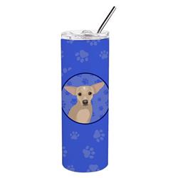 Picture of Carolines Treasures WDK1033TBL20 8.25 x 3 in. Unisex Chihuahua Silver Stainless Steel 20 oz Skinny Tumbler, Blue