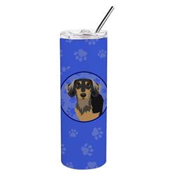 Picture of Carolines Treasures WDK1036TBL20 8.25 x 3 in. Unisex Chihuahua Black & Tan No.4 Stainless Steel 20 oz Skinny Tumbler&#44; Blue