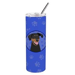 Picture of Carolines Treasures WDK1042TBL20 8.25 x 3 in. Unisex Doberman Pinscher Black & Rust Natural Ears No.1 Stainless Steel 20 oz Skinny Tumbler&#44; Blue