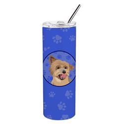 Picture of Carolines Treasures WDK1219TBL20 8.25 x 3 in. Unisex Yorkie Blue & Gold Stainless Steel 20 oz Skinny Tumbler, Blue