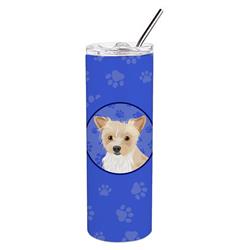 Picture of Carolines Treasures WDK1226TBL20 8.25 x 3 in. Unisex Yorkie Parti Stainless Steel 20 oz Skinny Tumbler, Blue