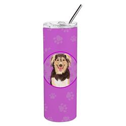 Picture of Carolines Treasures WDK1238TBL20 8.25 x 3 in. Unisex Australian Shepherd Red Tricolor No.3 Stainless Steel 20 oz Skinny Tumbler, Pink