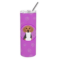 Picture of Carolines Treasures WDK1241TBL20 8.25 x 3 in. Unisex Beagle Tricolor No.1 Stainless Steel 20 oz Skinny Tumbler, Pink
