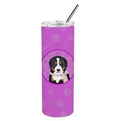 Picture of Carolines Treasures WDK1248TBL20 8.25 x 3 in. Unisex Bernese Mountain Dog Puppy No.1 Stainless Steel 20 oz Skinny Tumbler, Pink