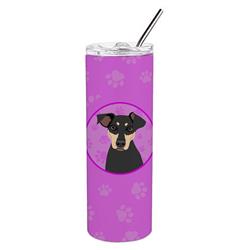 Picture of Carolines Treasures WDK1406TBL20 8.25 x 3 in. Unisex Rottweiler Black & Tan No.3 Stainless Steel 20 oz Skinny Tumbler, Pink