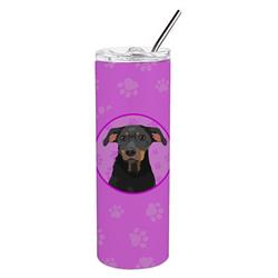 Picture of Carolines Treasures WDK1408TBL20 8.25 x 3 in. Unisex Rottweiler Black & Tan No.5 Stainless Steel 20 oz Skinny Tumbler, Pink