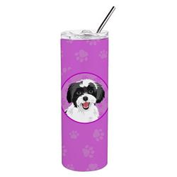 Picture of Carolines Treasures WDK1427TBL20 8.25 x 3 in. Unisex Shih-Tzu Black & White No.3 Stainless Steel 20 oz Skinny Tumbler, Pink