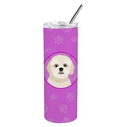 Picture of Carolines Treasures WDK1432TBL20 8.25 x 3 in. Unisex Shih-Tzu Gold No.3 Stainless Steel 20 oz Skinny Tumbler, Pink
