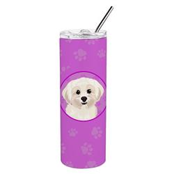 Picture of Carolines Treasures WDK1433TBL20 8.25 x 3 in. Unisex Shih-Tzu Gold No.4 Stainless Steel 20 oz Skinny Tumbler, Pink