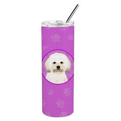Picture of Carolines Treasures WDK1434TBL20 8.25 x 3 in. Unisex Shih-Tzu Gold No.5 Stainless Steel 20 oz Skinny Tumbler, Pink