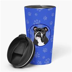 Picture of Carolines Treasures WDK1079TBL215 7.25 x 3.5 in. Unisex English Bulldog Black & White Stainless Steel 16 oz Tumbler&#44; Blue