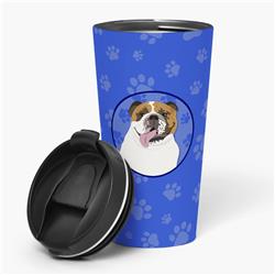 Picture of Carolines Treasures WDK1083TBL215 7.25 x 3.5 in. Unisex English Bulldog Tricolor No.1 Stainless Steel 16 oz Tumbler, Blue