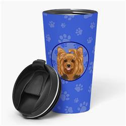 Picture of Carolines Treasures WDK1217TBL215 7.25 x 3.5 in. Unisex Yorkie Black & Gold No.1 Stainless Steel 16 oz Tumbler, Blue