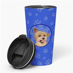 Picture of Carolines Treasures WDK1219TBL215 7.25 x 3.5 in. Unisex Yorkie Blue & Gold Stainless Steel 16 oz Tumbler, Blue