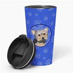 Picture of Carolines Treasures WDK1221TBL215 7.25 x 3.5 in. Unisex Yorkie Blue & Tan No.2 Stainless Steel 16 oz Tumbler, Blue