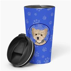 Picture of Carolines Treasures WDK1222TBL215 7.25 x 3.5 in. Unisex Yorkie Blue & Tan Puppy Stainless Steel 16 oz Tumbler, Blue