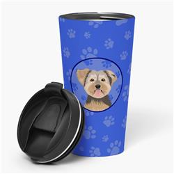 Picture of Carolines Treasures WDK1224TBL215 7.25 x 3.5 in. Unisex Yorkie Chocolate No.2 Stainless Steel 16 oz Tumbler, Blue
