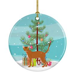 2.8 x 2.8 in. Unisex Red Abyssinian Cat Merry Christmas Ceramic Ornament