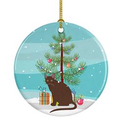 2.8 x 2.8 in. Unisex Raas Cat Merry Christmas Ceramic Ornament