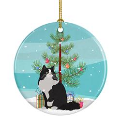 2.8 x 2.8 in. Unisex Ragamuffin Cat Merry Christmas Ceramic Ornament