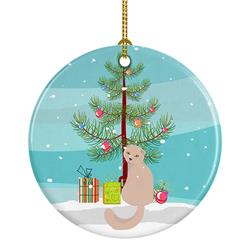2.8 x 2.8 in. Unisex Scottish Fold Cat Merry Christmas Ceramic Ornament