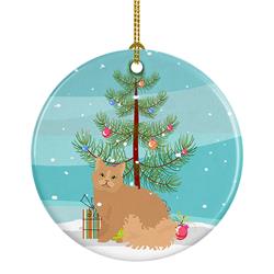 2.8 x 2.8 in. Unisex Selkirk Rex Cat Merry Christmas Ceramic Ornament