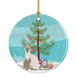 2.8 x 2.8 in. Unisex Siamese Modern Cat Merry Christmas Ceramic Ornament