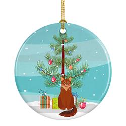 2.8 x 2.8 in. Unisex Somali Cat Merry Christmas Ceramic Ornament